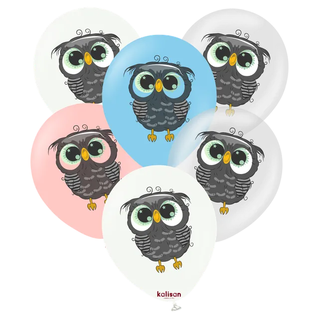 kalisan-animals-owl-luftballons-25-st-ck-12-eule-pastell image 1
