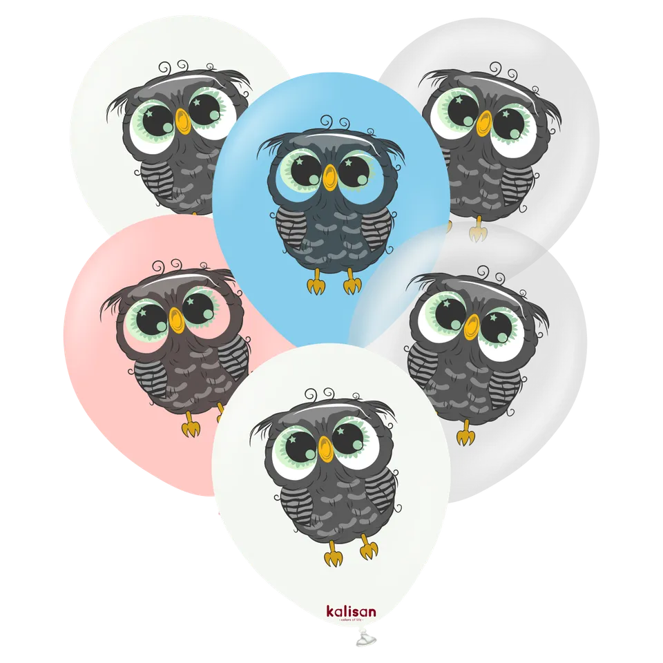 kalisan-animals-owl-luftballons-25-st-ck-12-eule-pastell image 1