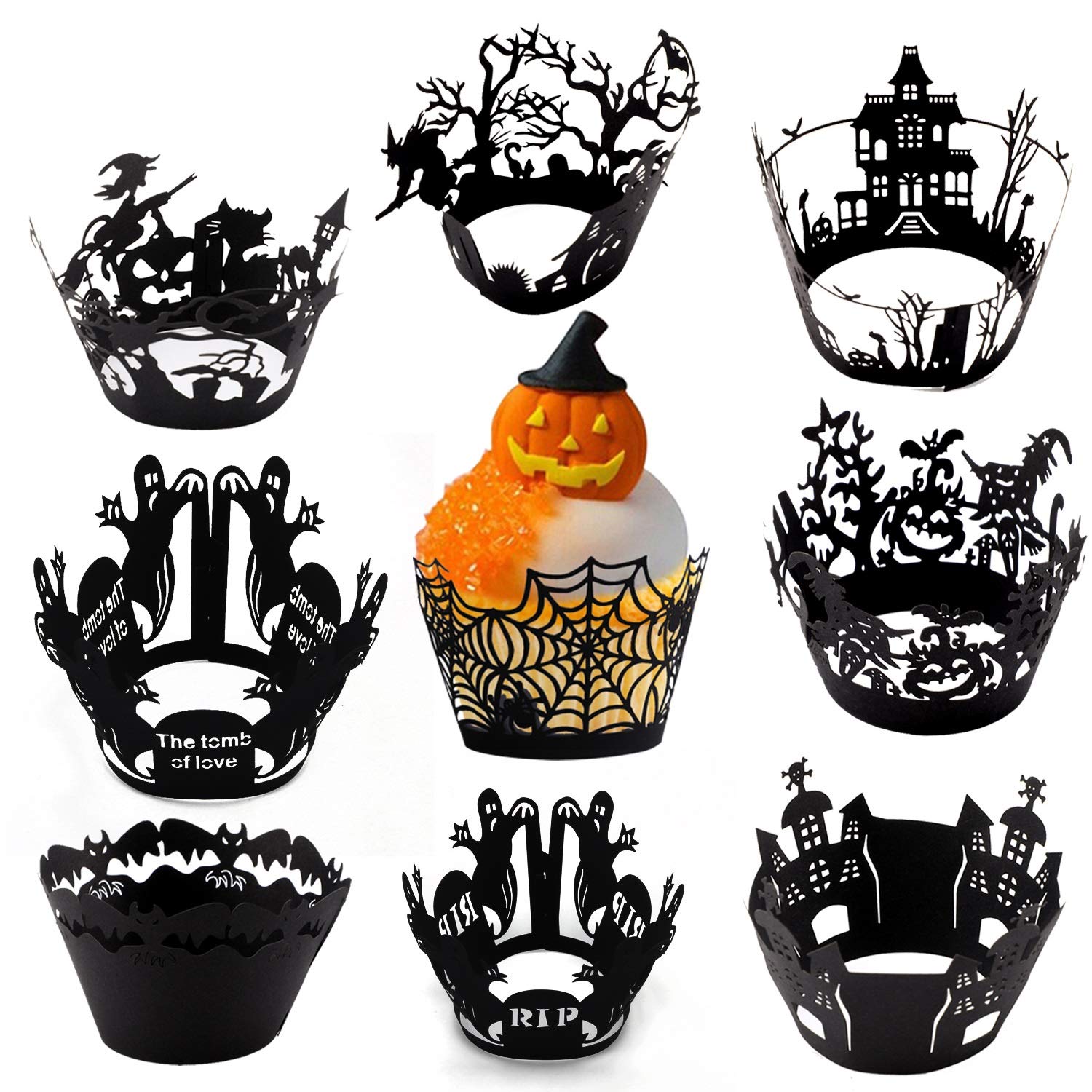 howaf-halloween-cupcake-wrapper-schwarz-36tlg-9-stile-deko image 1