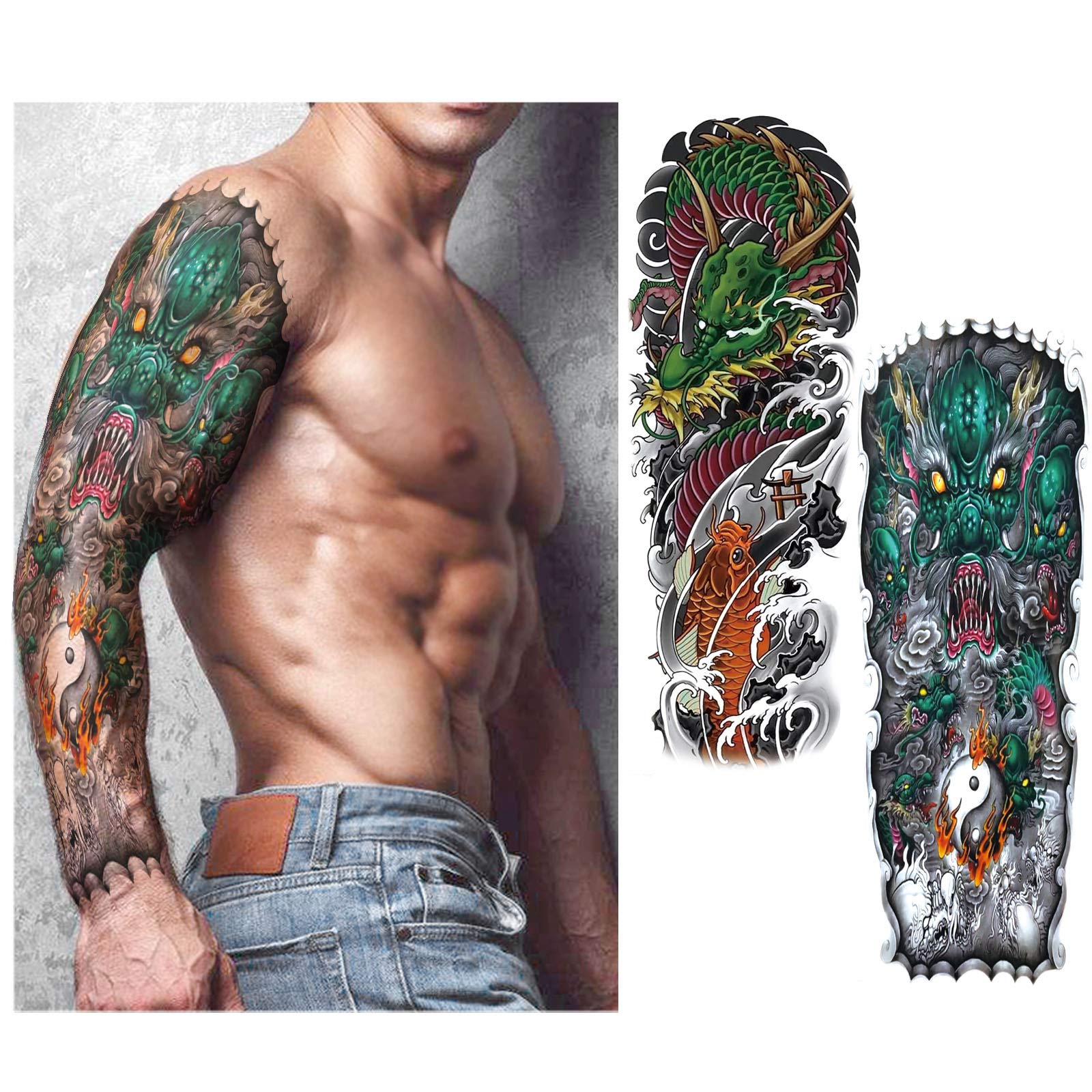 howaf-tempor-re-tattoos-rmel-12-bl-tter-l-we-tiger-wasserdicht image 4