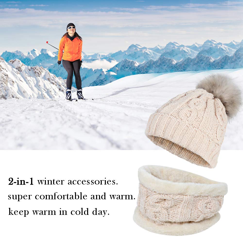 tacobear-strickm-tze-loop-set-beige-bommelm-tze-beanie image 8