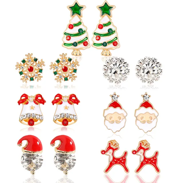 howaf-weihnachtsohrringe-ohrstecker-set-7-paare-motive image 1