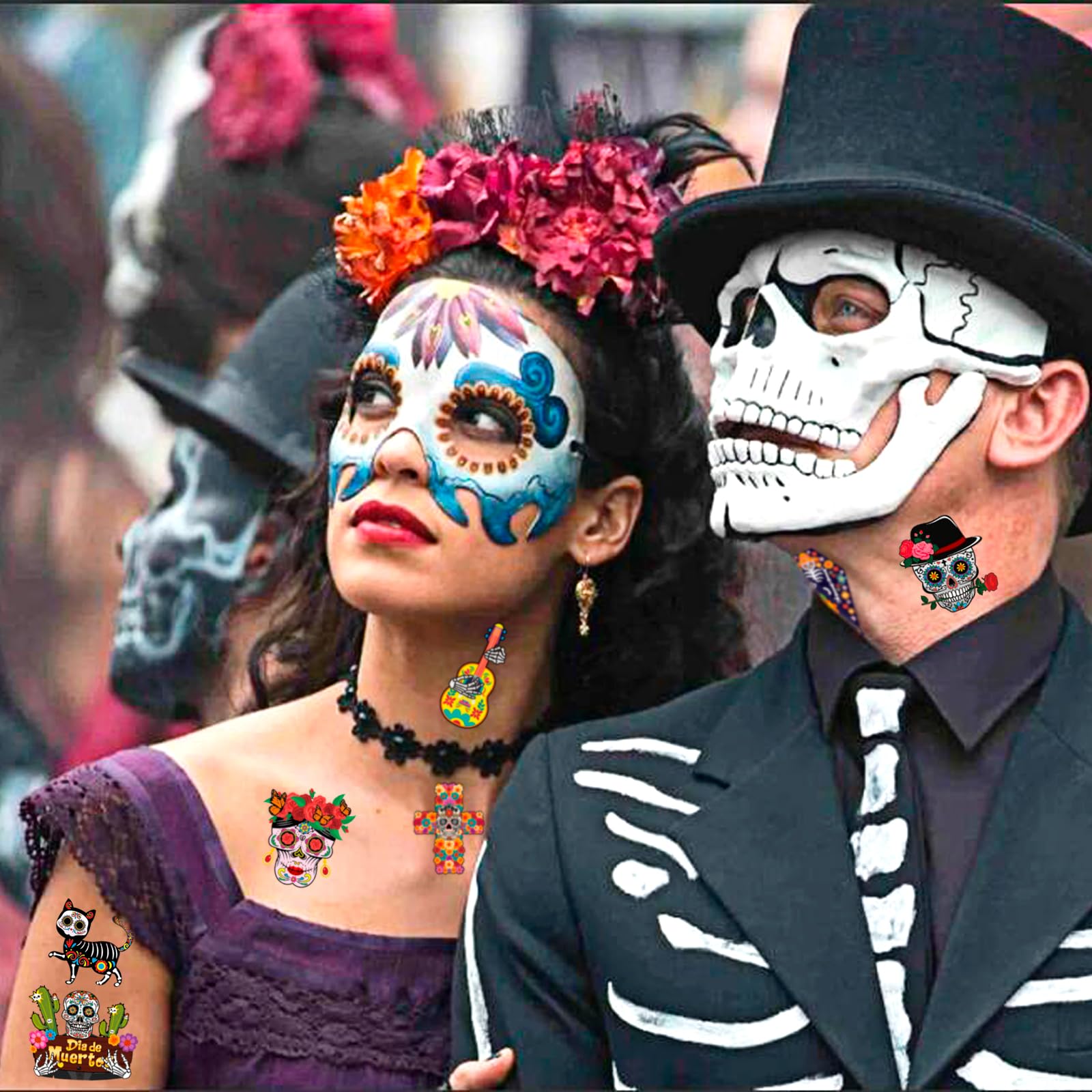 howaf-halloween-tattoo-kinder-96-st-ck-tag-der-toten-totenkopf image 6