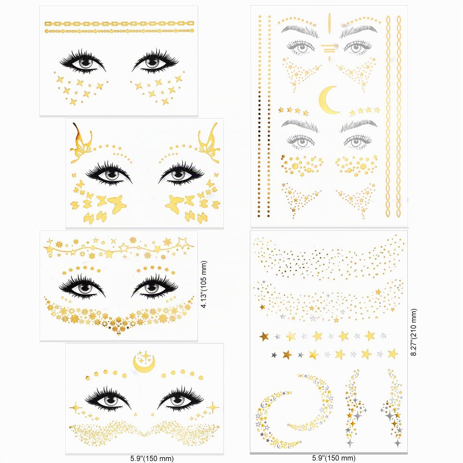 howaf-festival-haarschmuck-kopfkette-gold-set-mit-tattoos image 3