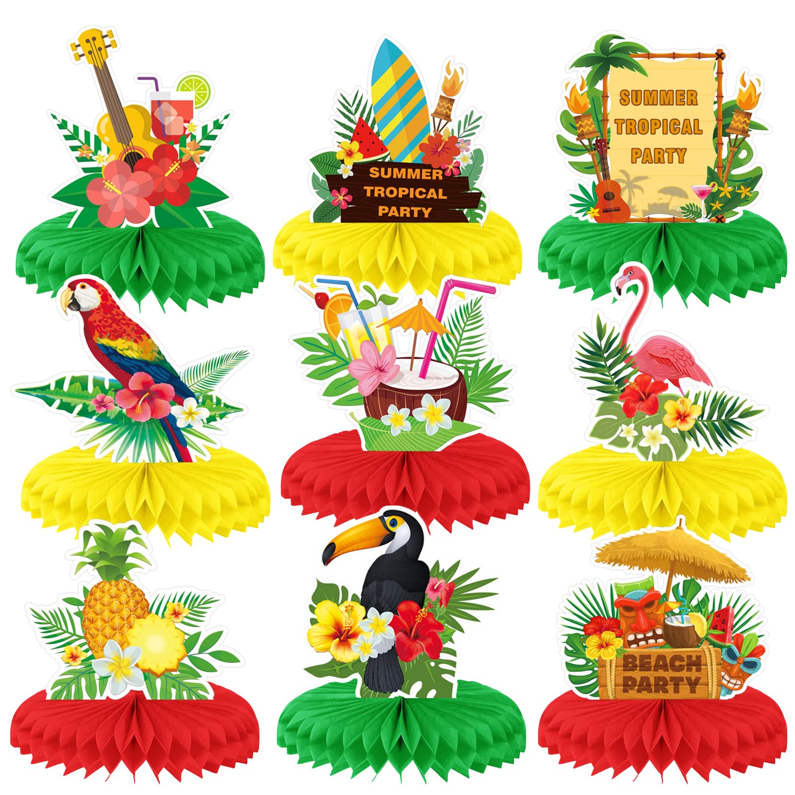 howaf-hawaii-deko-tischaufs-tze-waben-9-st-ck-flamingo image 1