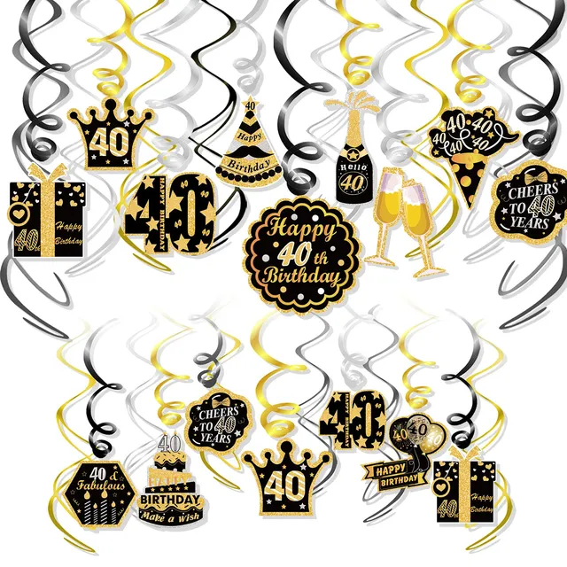 howaf-40-geburtstag-h-ngedeko-deckenh-nger-30-st-ck-schwarz-gold image 1