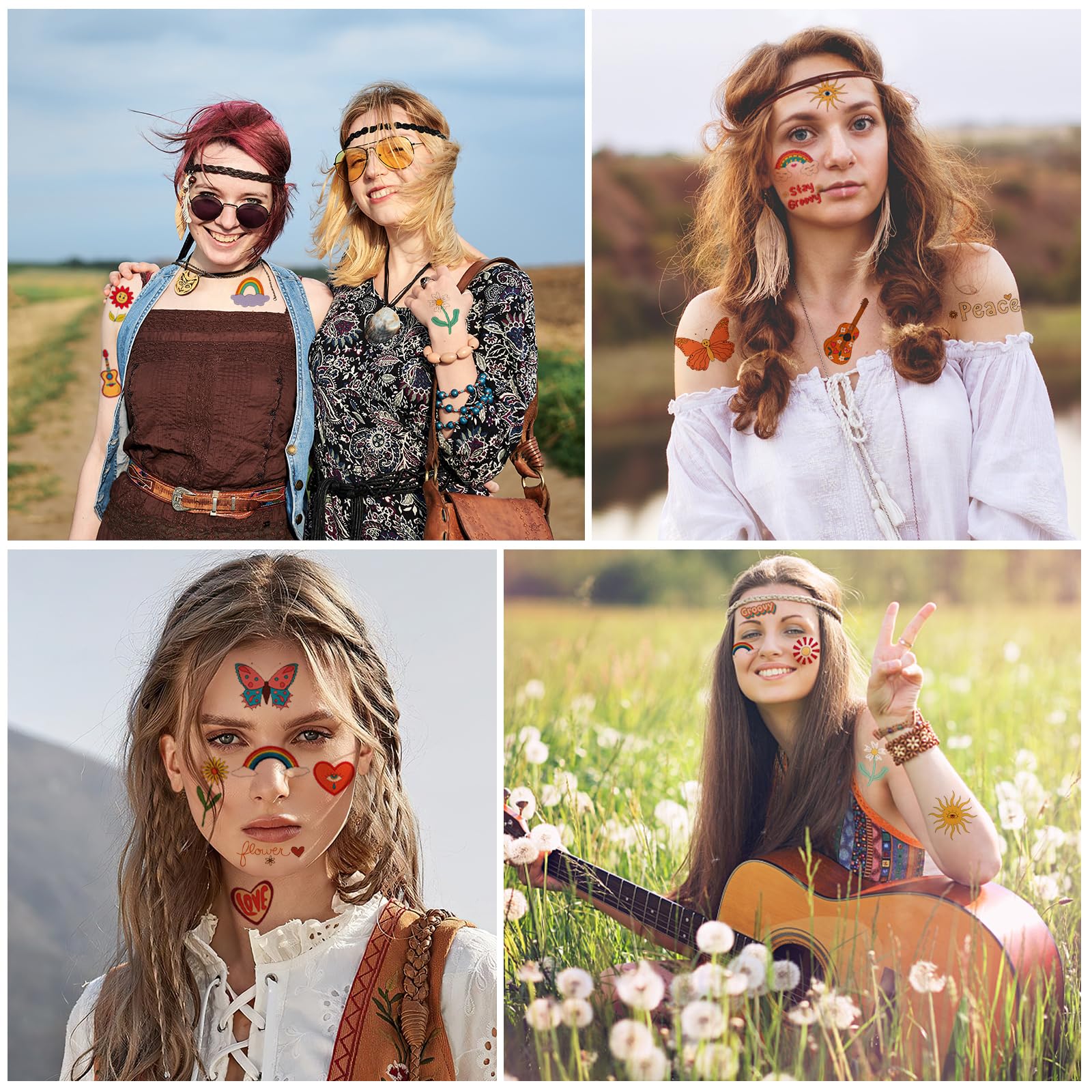howaf-hippie-tattoos-tempor-r-flower-power-10-bl-tter-set image 6