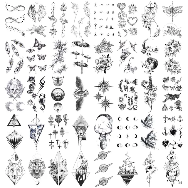 howaf-temporary-tattoos-schwarz-30-blatt-klebetattoos-set image 1