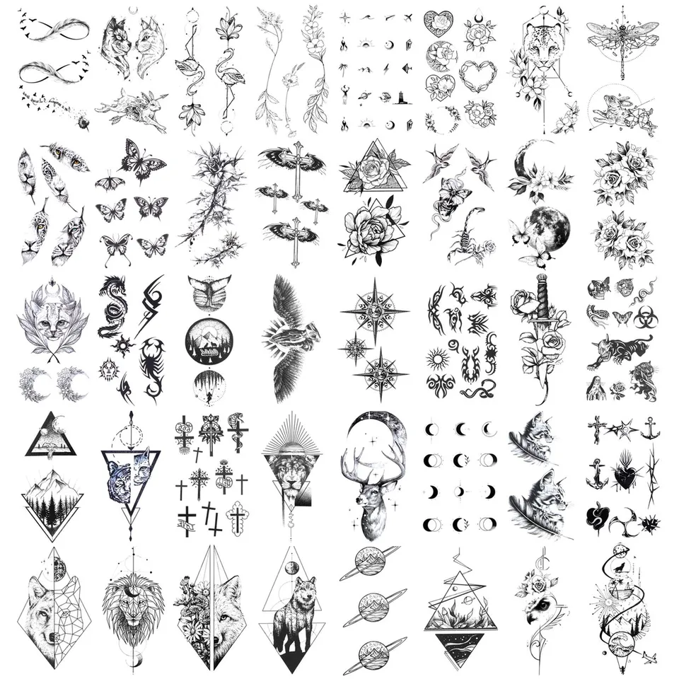 howaf-temporary-tattoos-schwarz-30-blatt-klebetattoos-set image 1