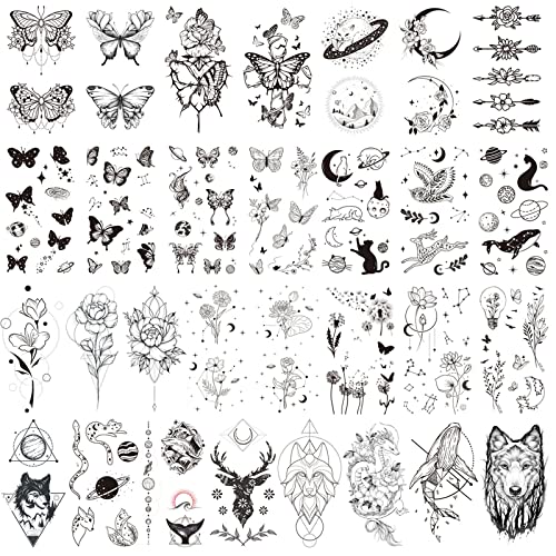howaf-temporary-tattoos-klebetattoos-30-blatt-schwarz-schmetterling image 8