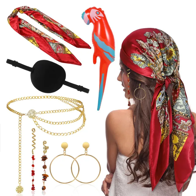 howaf-piratenkost-m-damen-rot-accessoire-set-fasching image 1