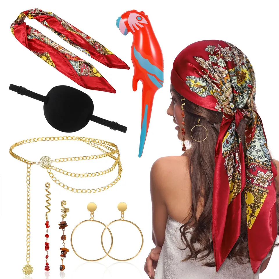 howaf-piratenkost-m-damen-rot-accessoire-set-fasching image 1