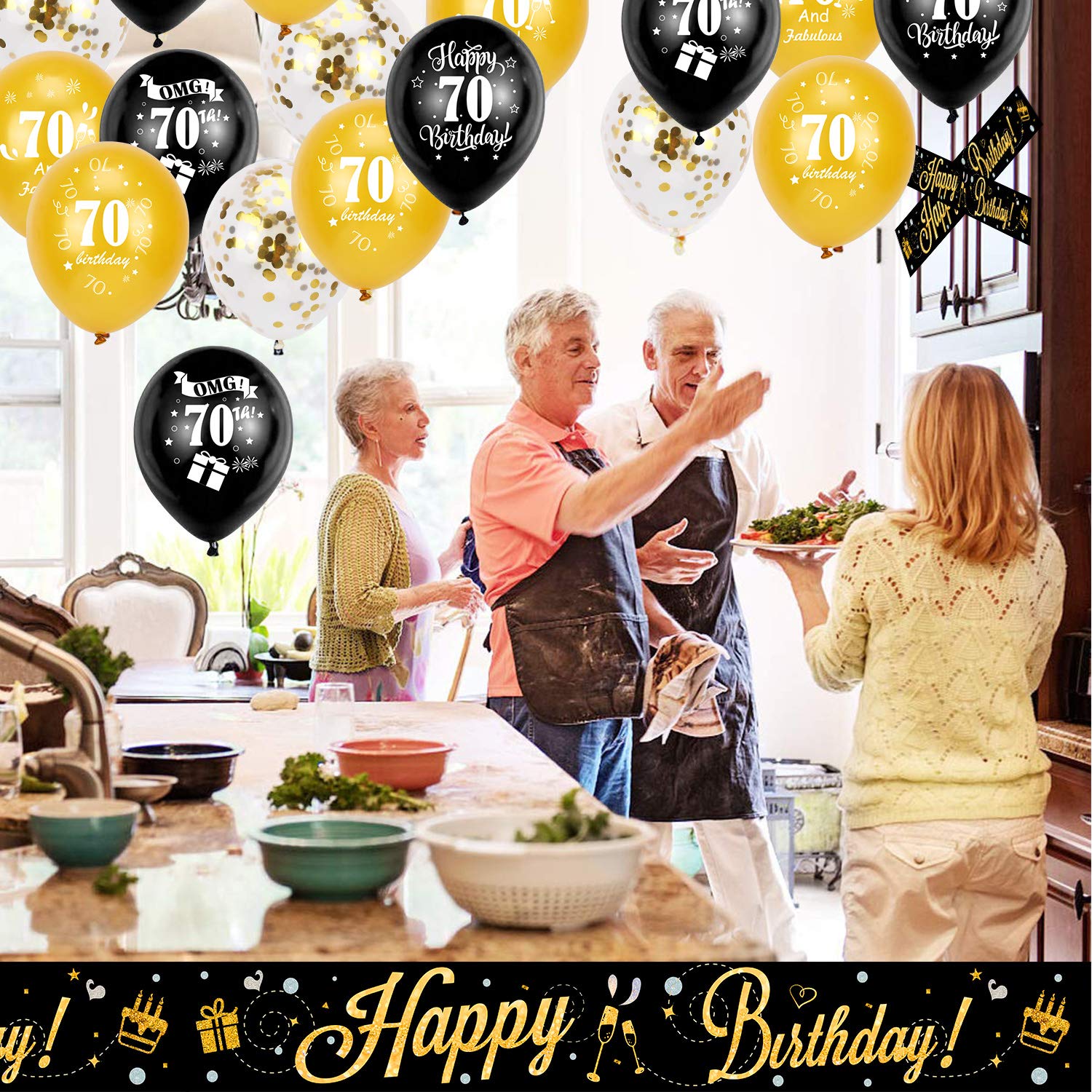 howaf-70-geburtstag-deko-set-schwarz-gold-banner-ballons image 5