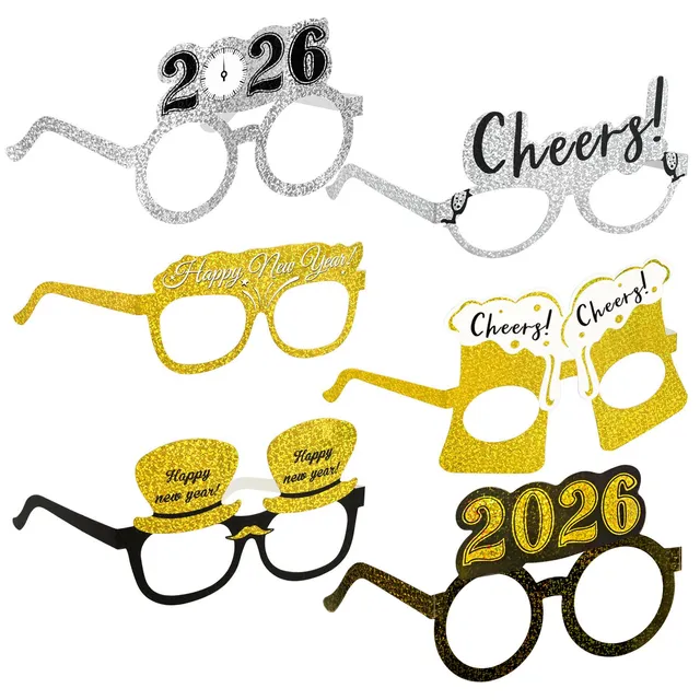 howaf-happy-new-year-silvesterbrille-18er-set-partybrille-glitzer-2026 image 1