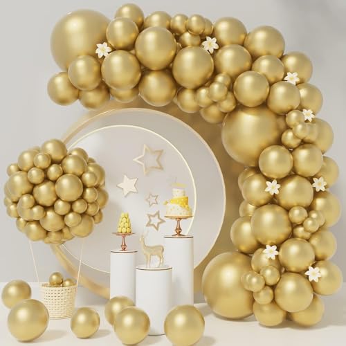 qifu-ballon-girlande-gold-102-tlg-luftballon-set-geburtstag image 8