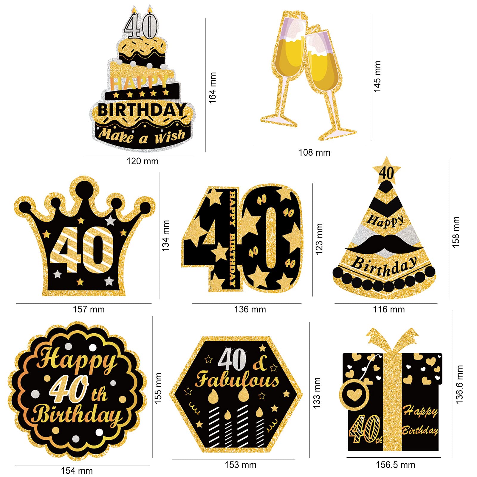 howaf-40-geburtstag-h-ngedeko-deckenh-nger-30-st-ck-schwarz-gold image 2