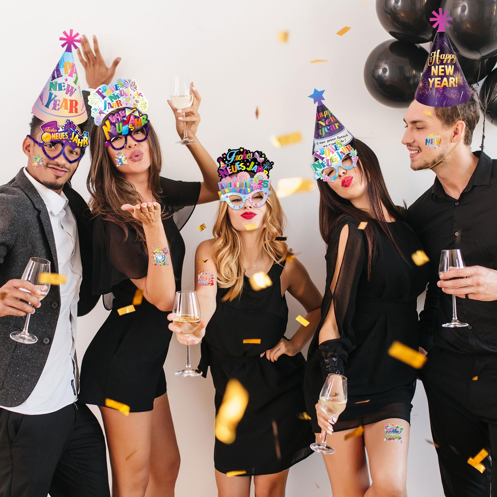 howaf-silvester-deko-set-partyh-te-brille-haarreif-tattoos image 6