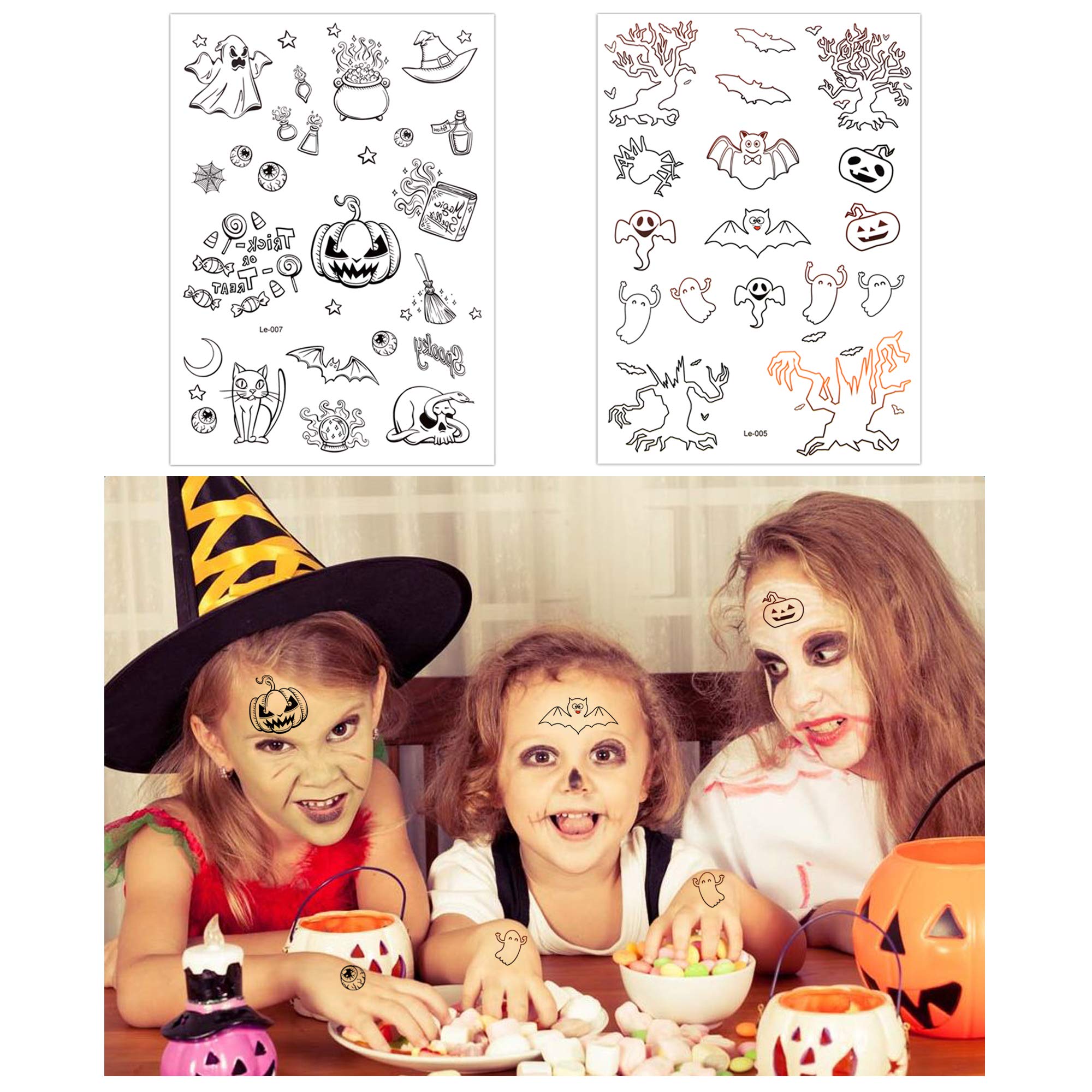 howaf-temporary-tattoos-halloween-kinder-leuchtend-150-st-ck image 4