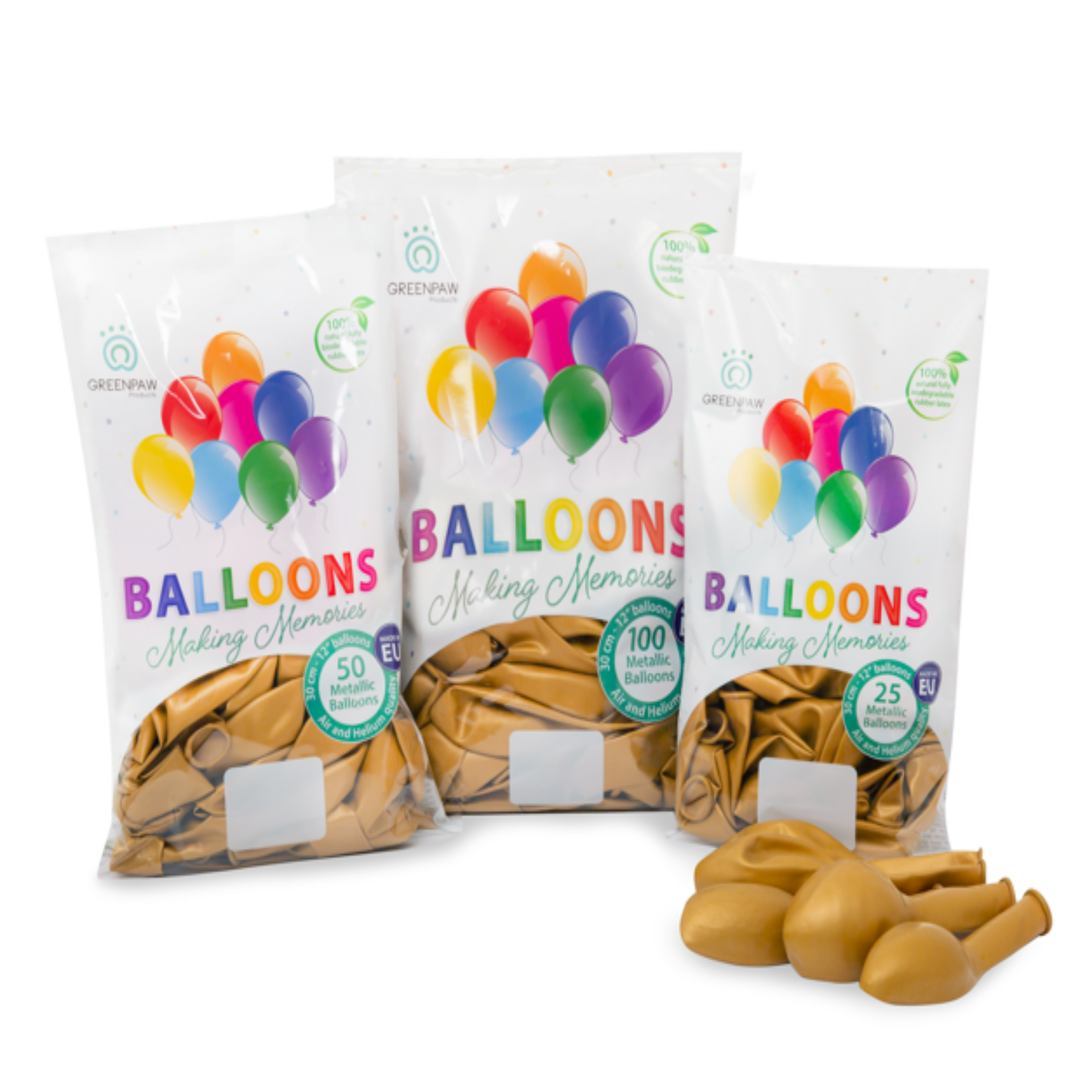 green-paw-metallic-balloons-luftballons-gold-50-st-ck-metallic image 6