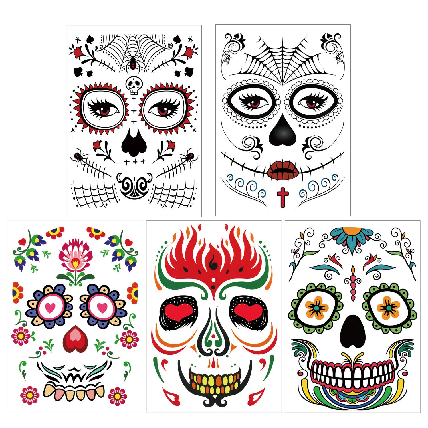 howaf-tag-der-toten-tattoo-gesicht-halloween-10-teilig image 3