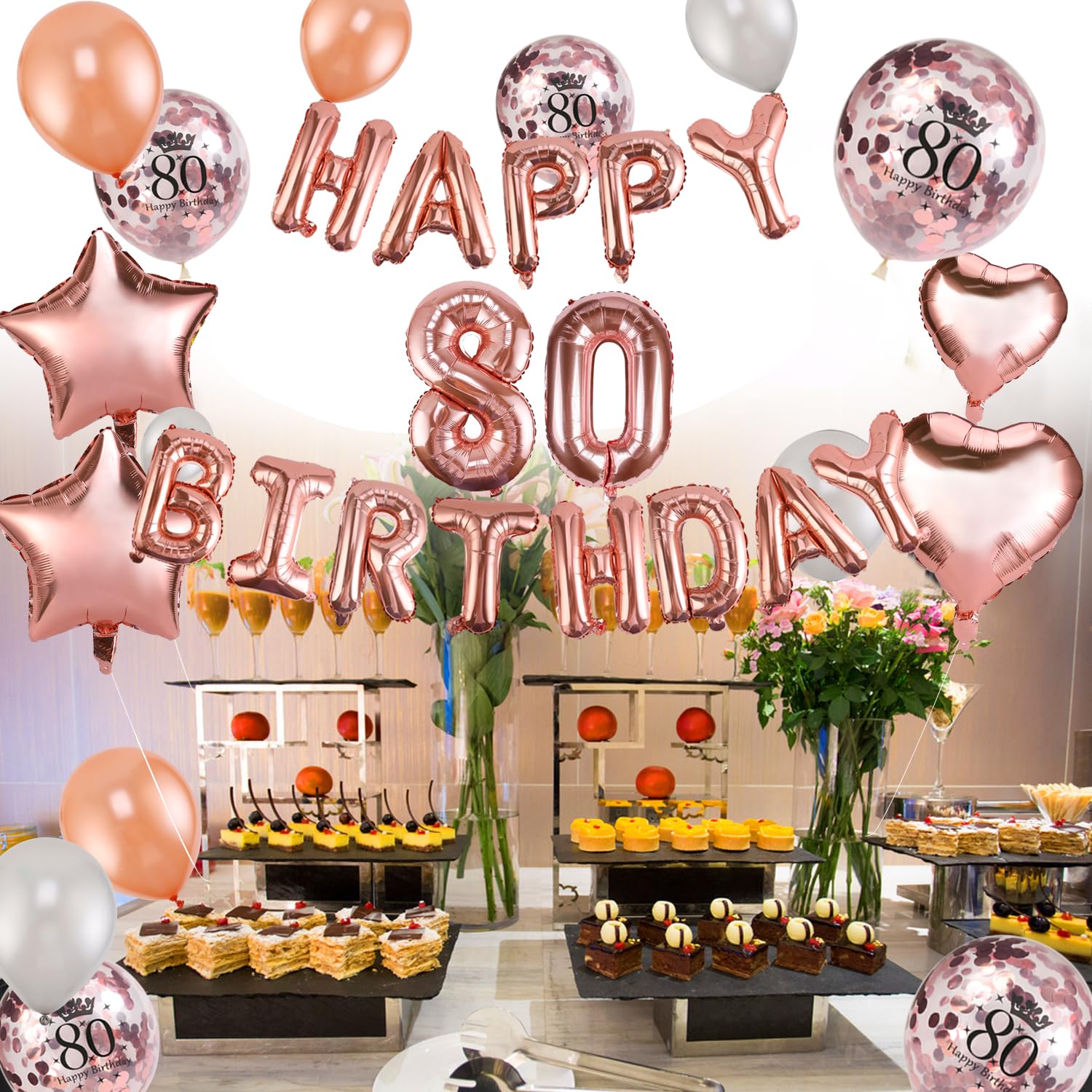 howaf-80-geburtstag-deko-ballon-set-59-tlg-rosegold image 4