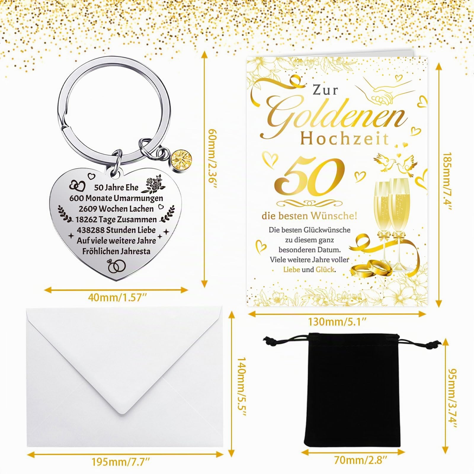 howaf-goldene-hochzeit-karte-mit-schl-sselanh-nger-50-jahre-set image 2