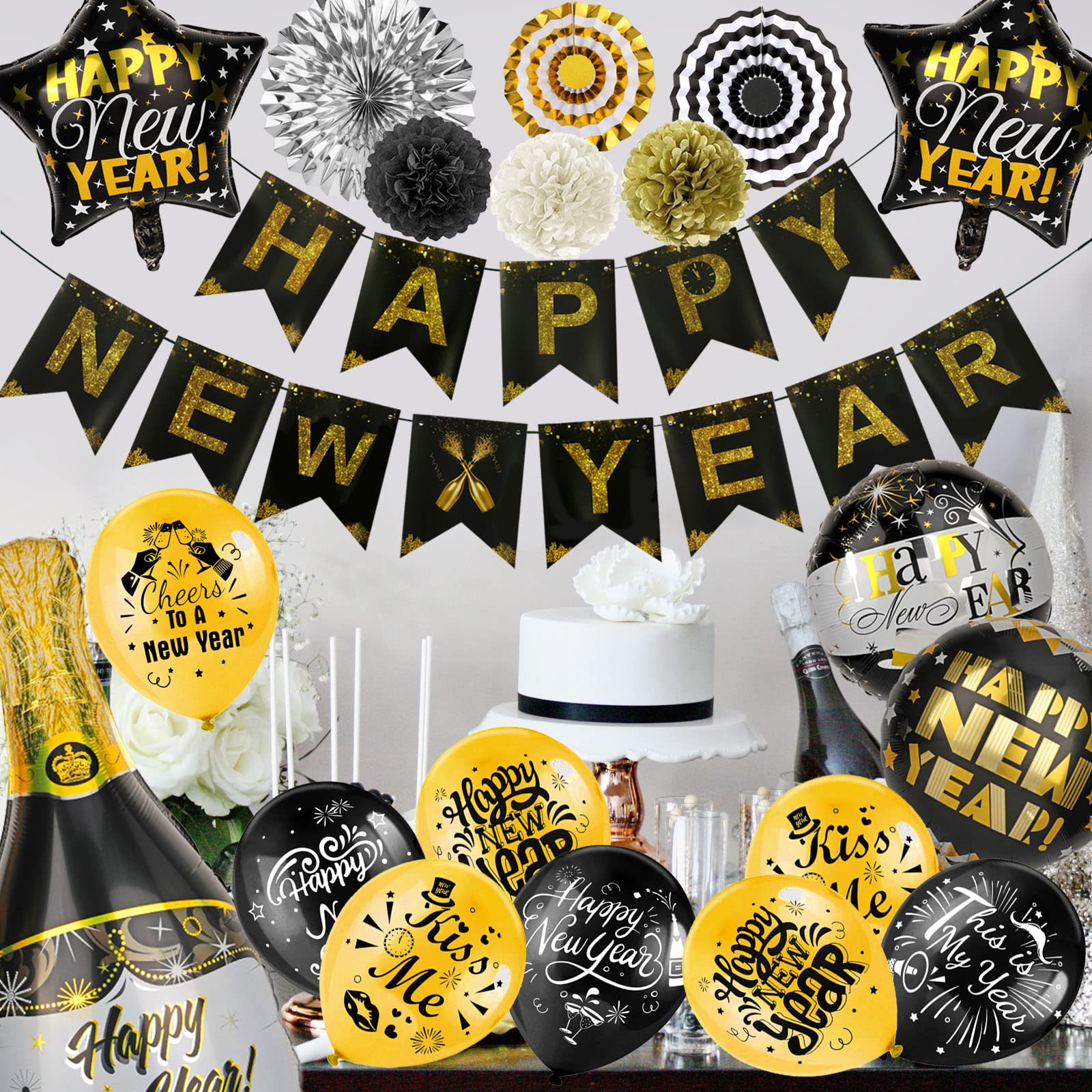 howaf-silvester-deko-2025-set-schwarz-gold-happy-new-year image 6