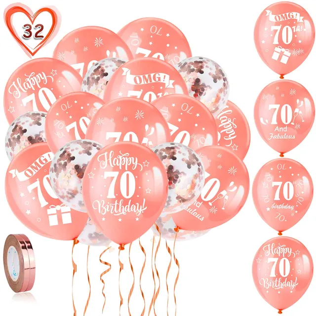 howaf-70-geburtstag-luftballons-rosegold-30-st-ck-konfetti-set image 1