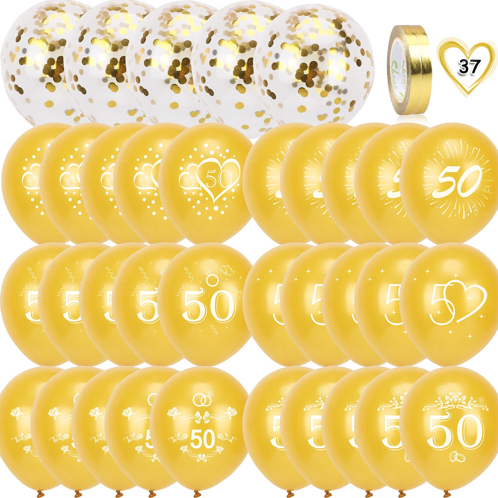 howaf-balloons-goldene-hochzeit-50-luftballons-35-st-ck-gold image 7