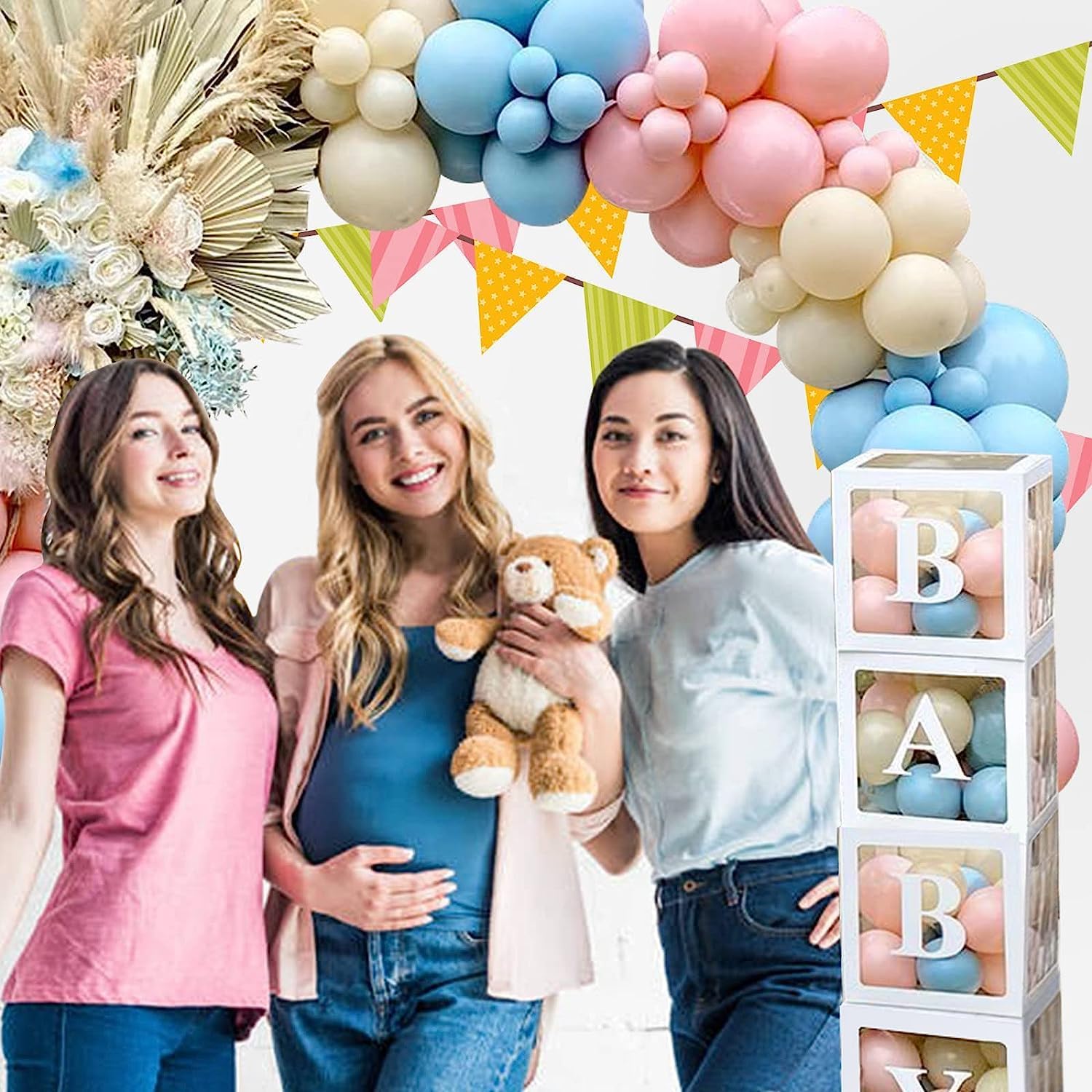 qifu-ballon-girlande-gender-reveal-rosa-blau-166-tlg-mit-baby-box image 4