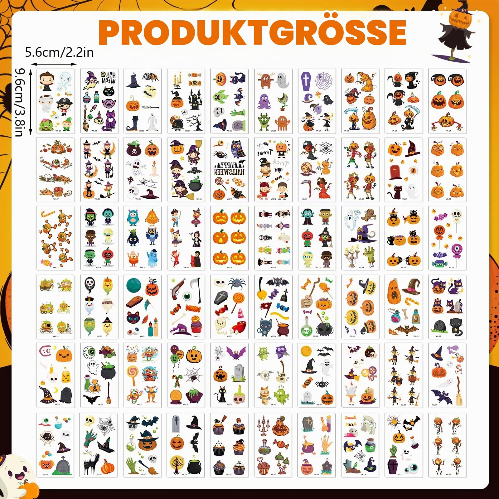 howaf-halloween-tattoo-kinder-60-bl-tter-wasserdicht image 2