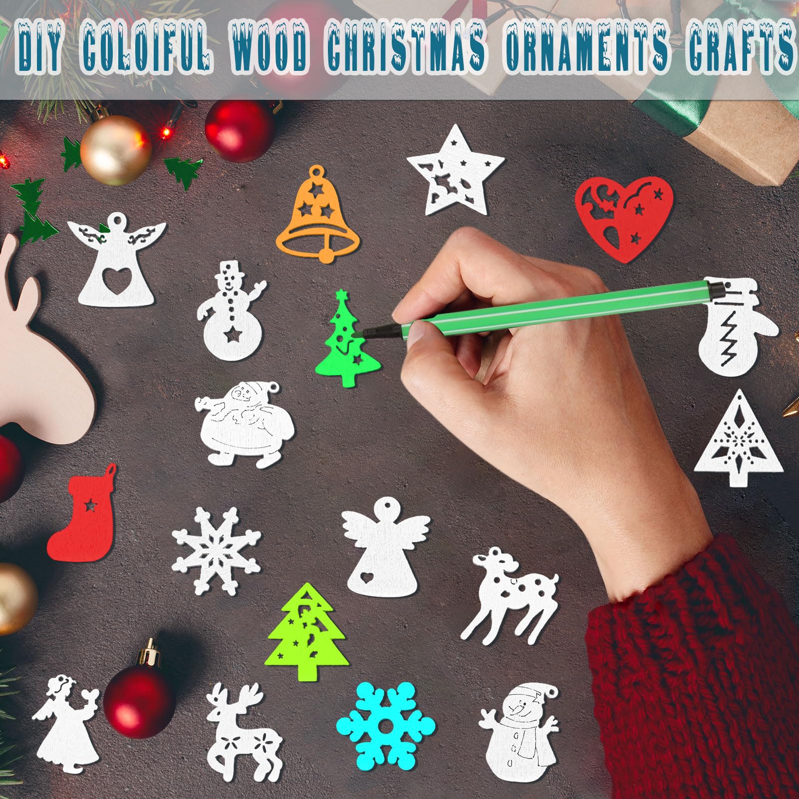 howaf-table-decorations-holzanh-nger-weihnachten-100-st-ck image 3