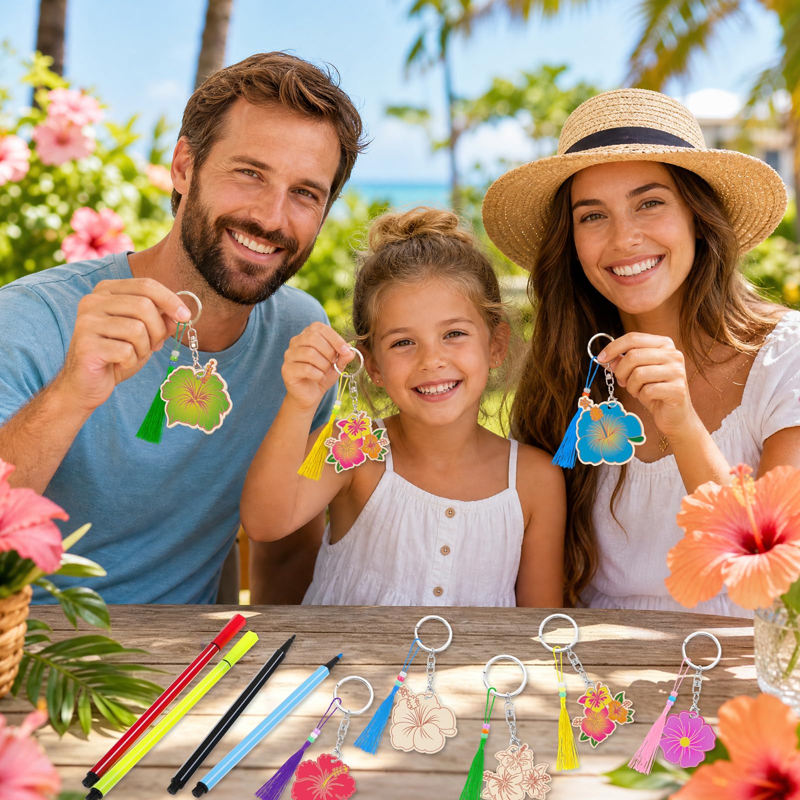 howaf-hibiskus-schl-sselanh-nger-bastelset-holz-18-teilig-hawaii image 6