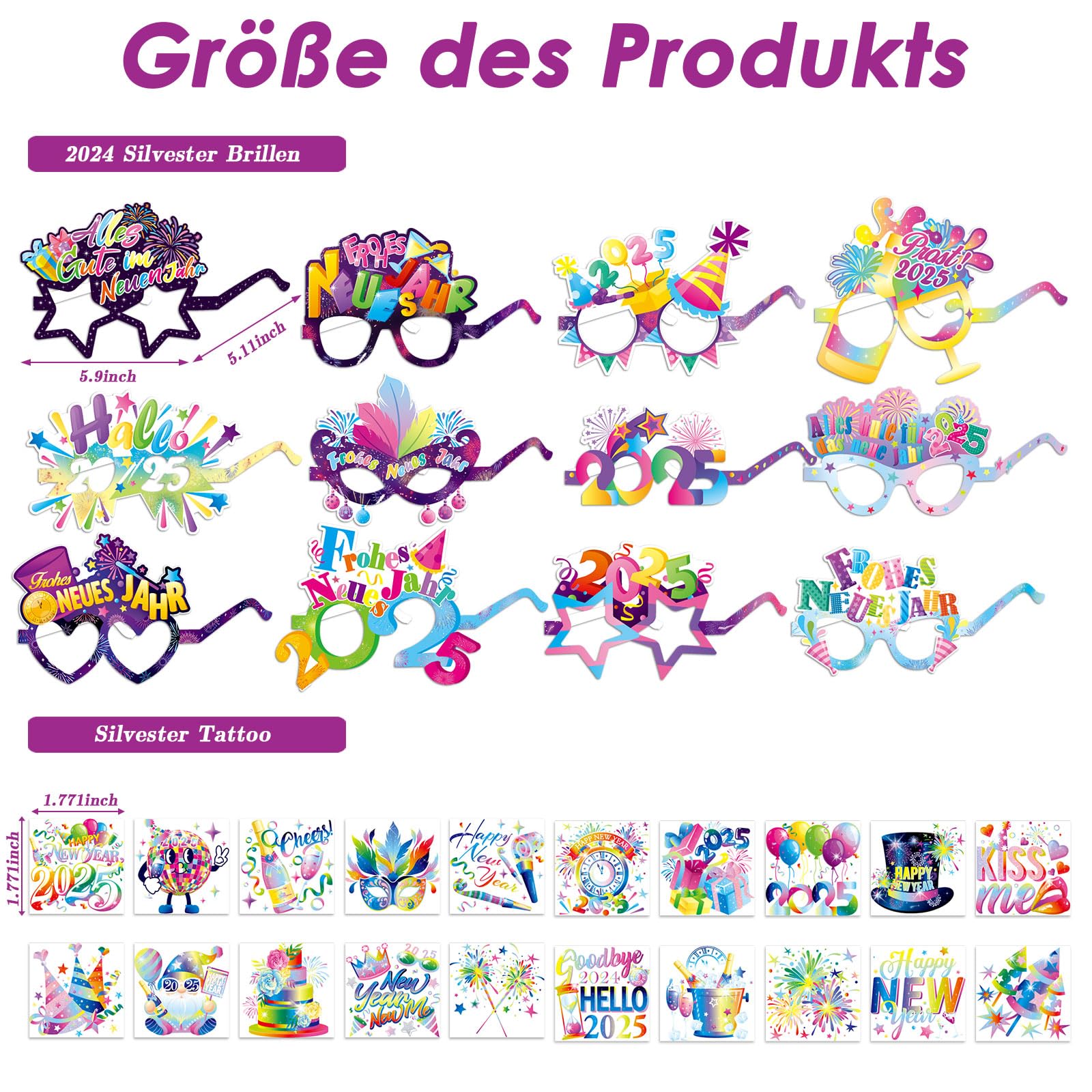 howaf-silvester-deko-set-partyh-te-brille-haarreif-tattoos image 3