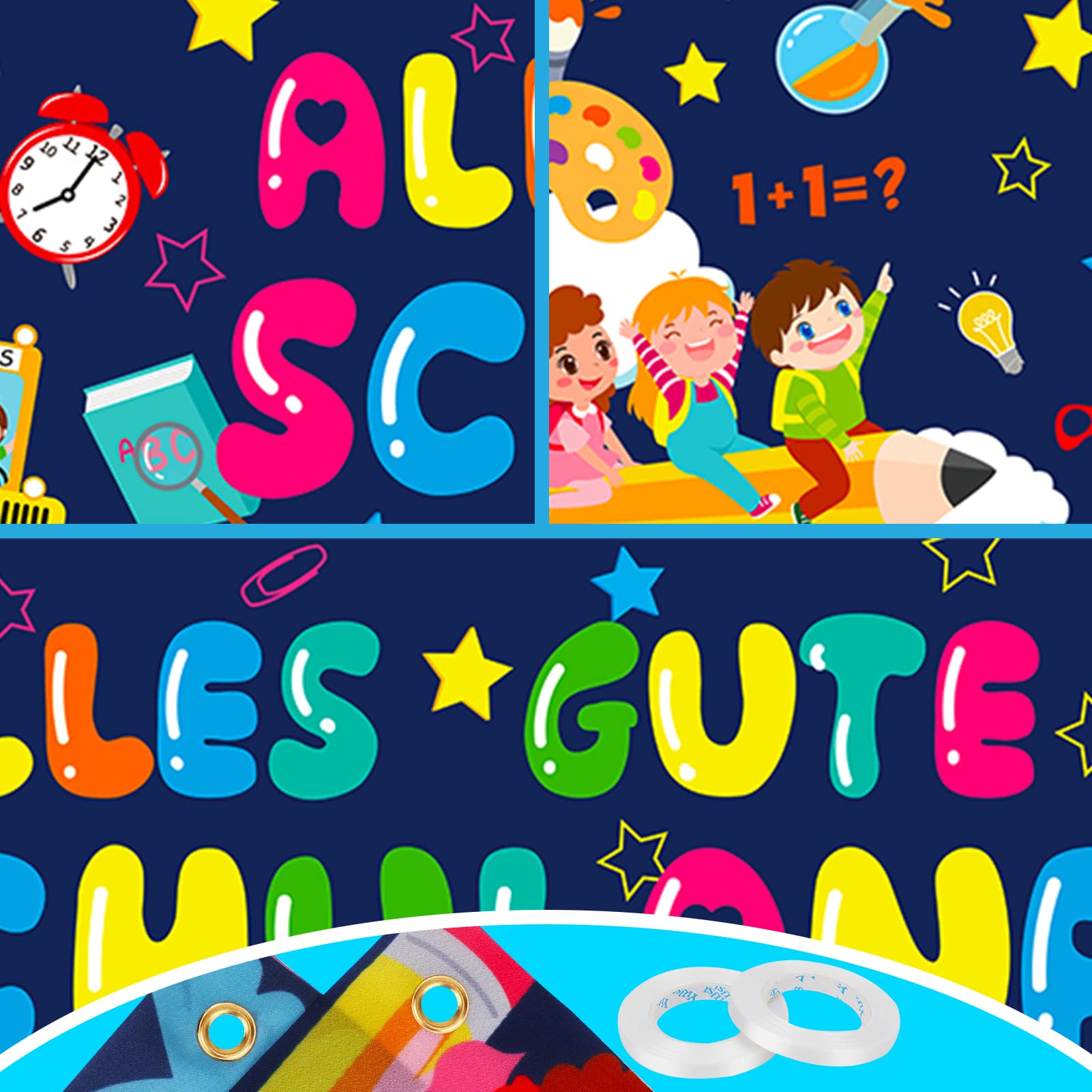 howaf-endlich-schulkind-banner-stoff-schulanfang-deko-2-st-ck image 3