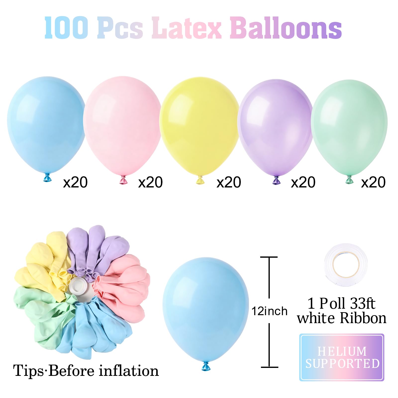 qifu-luftballons-pastell-macaron-100-st-ck-12-zoll-bunt image 2