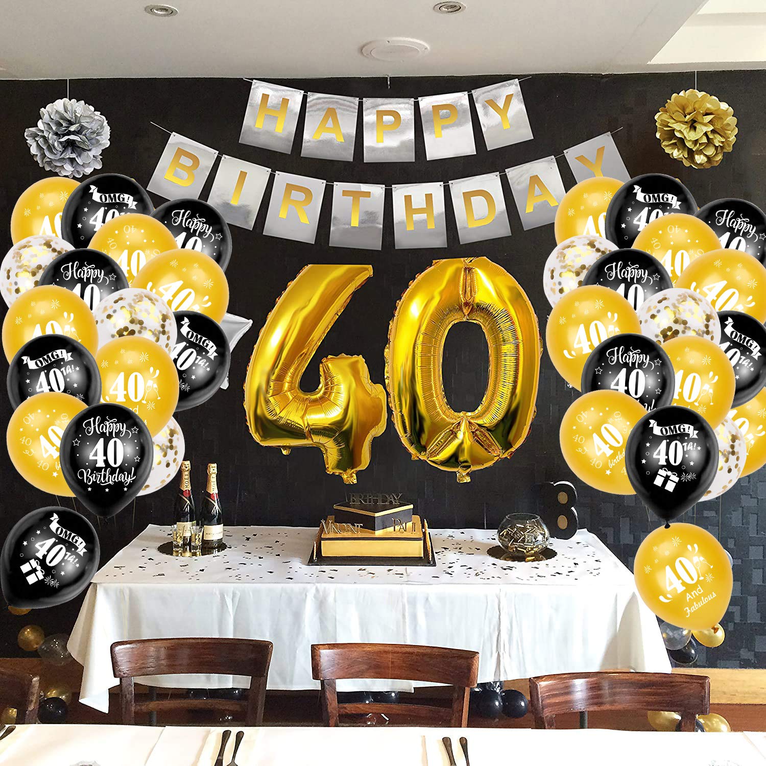 howaf-40-geburtstag-deko-schwarz-gold-30-tlg-ballons image 4
