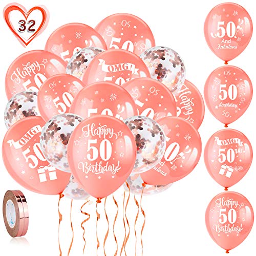 howaf-50-geburtstag-luftballons-rosegold-30-st-ck-konfetti-set image 8