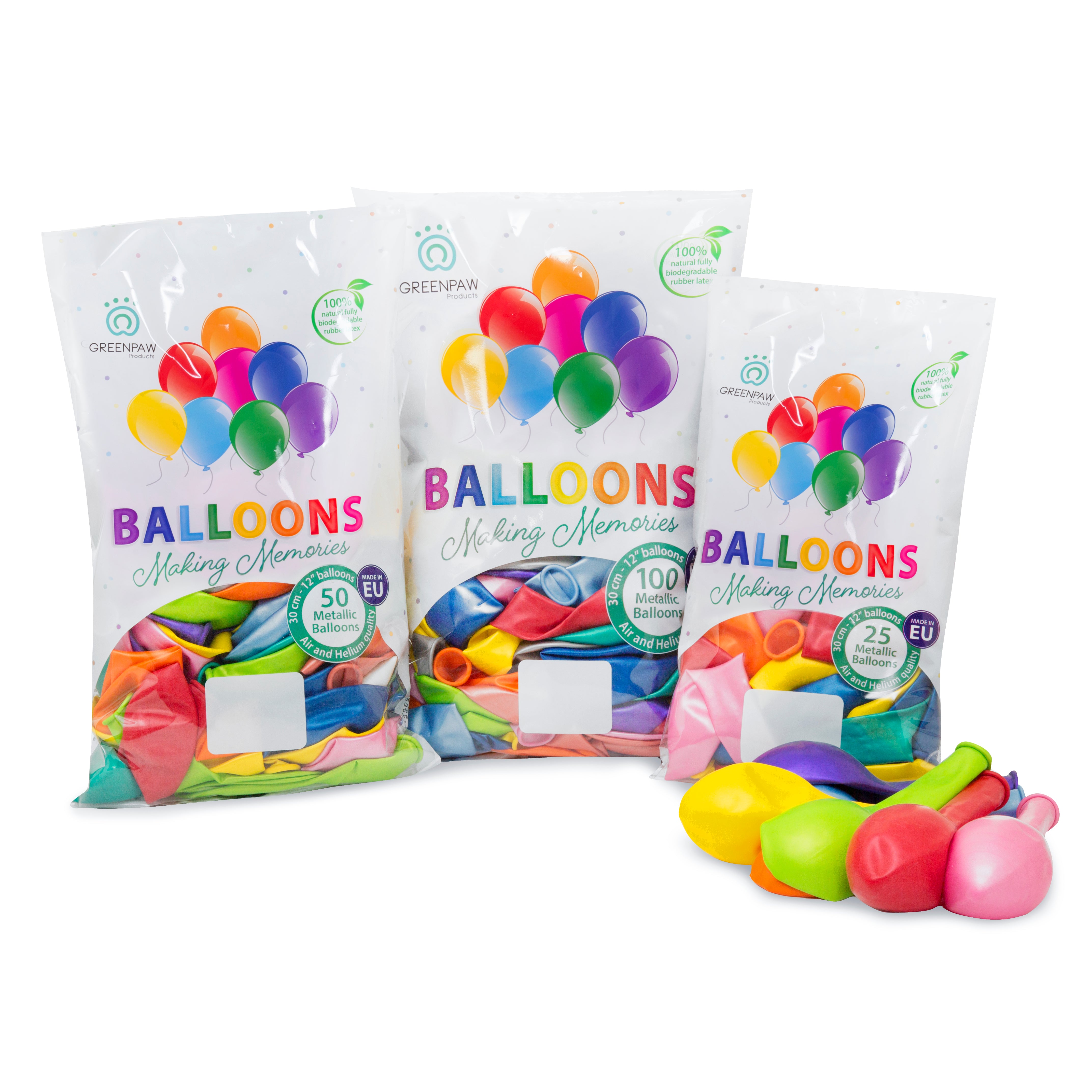 green-paw-metallic-balloons-luftballons-mix-25-st-ck-helium image 6