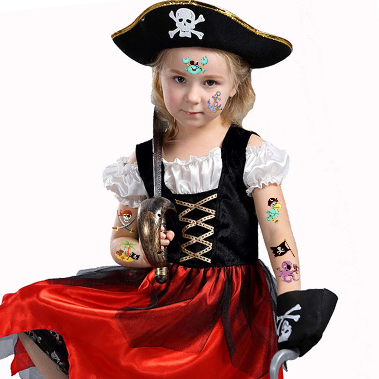 howaf-piraten-tattoos-kinder-96-st-ck-tempor-re-klebetattoos-set image 5