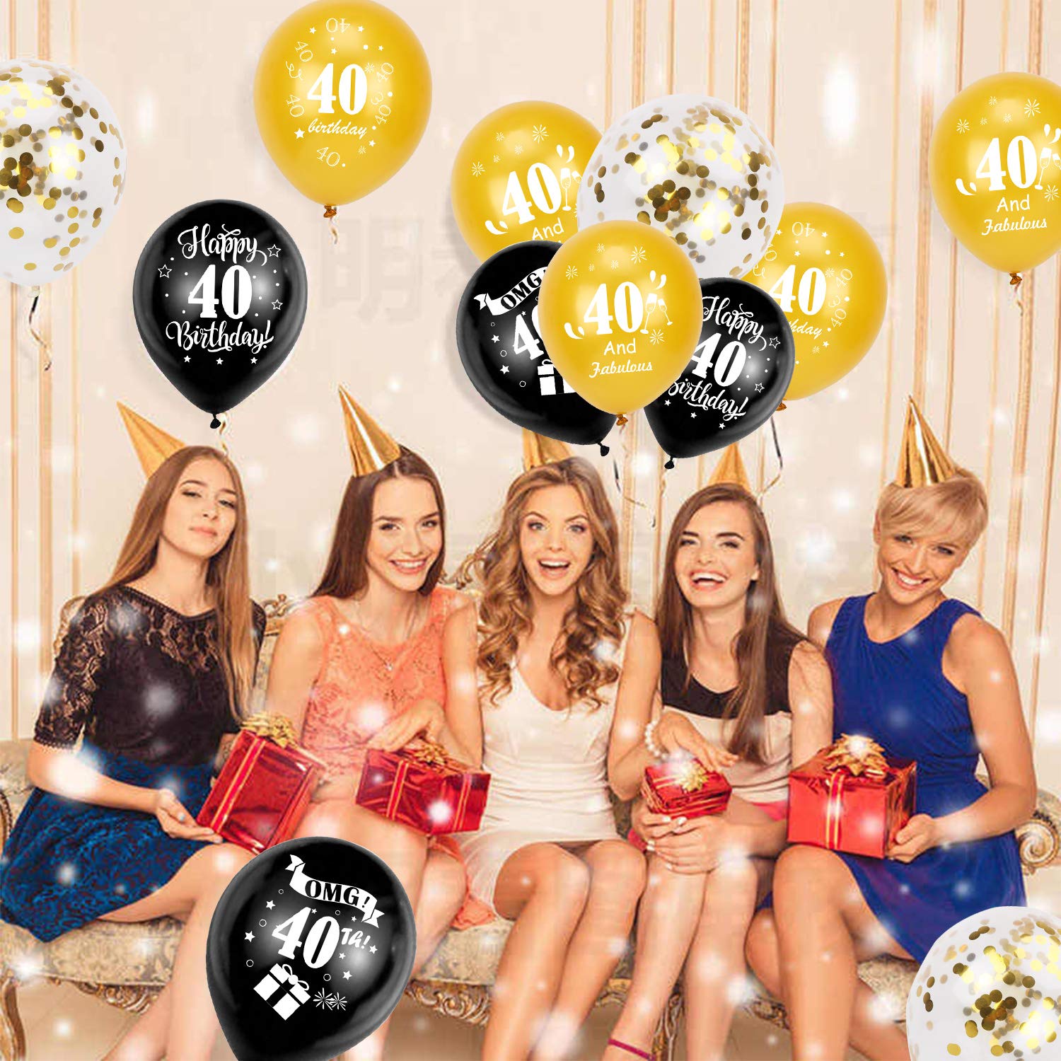 howaf-40-geburtstag-deko-schwarz-gold-30-tlg-ballons image 6