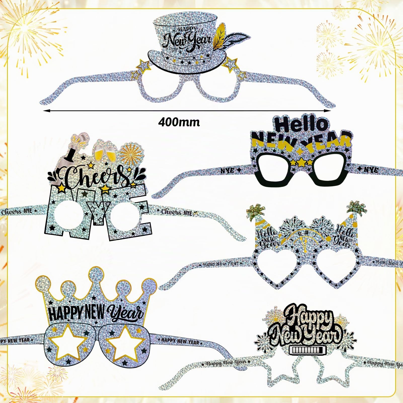 howaf-silvester-brille-2027-glitzer-silber-partybrille-12er-set image 3