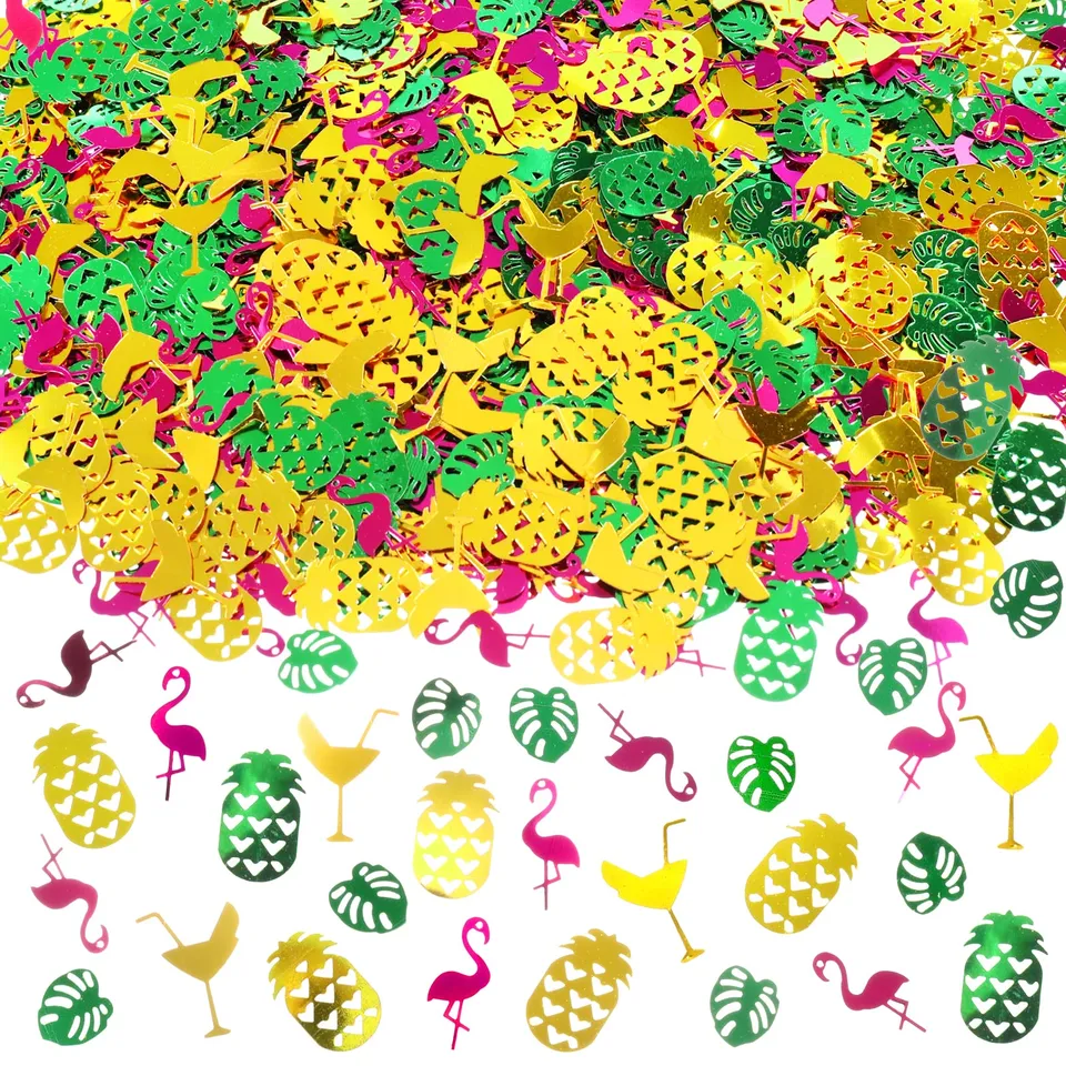 howaf-hawaii-konfetti-gold-60g-tischdeko-flamingo-ananas image 1