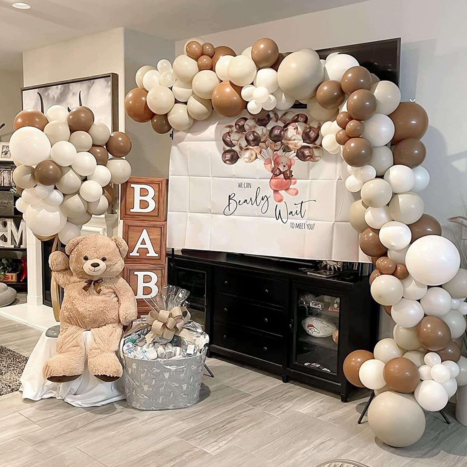 qifu-ballon-girlande-beige-braun-182tlg-nude-f-r-babyparty image 5