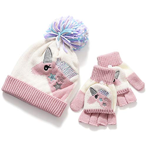 tacobear-einhorn-m-tze-kinder-rosa-strickm-tze-handschuh image 8