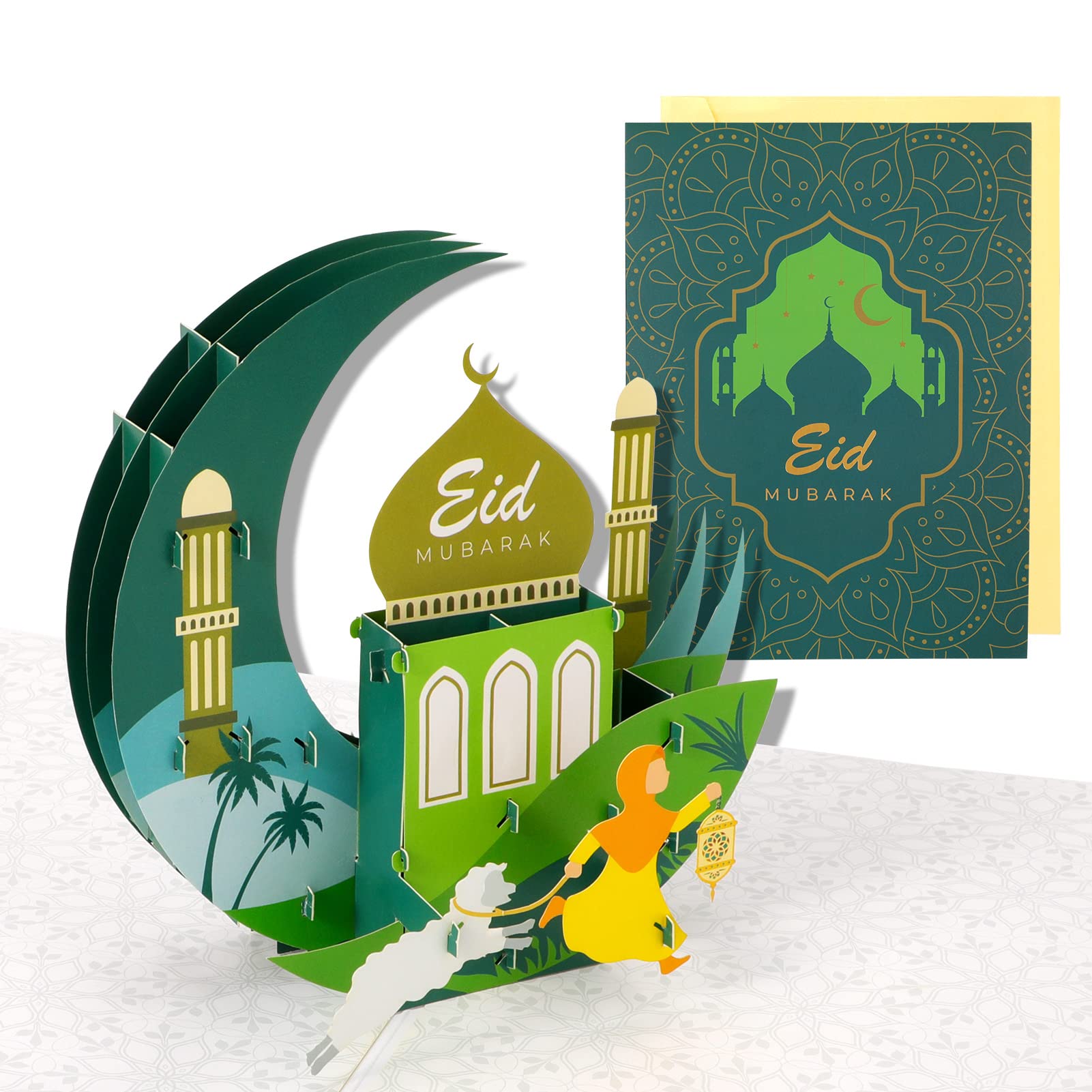 howaf-eid-mubarak-3d-pop-up-karte-gru-karte-mit-umschlag-mond-moschee image 1