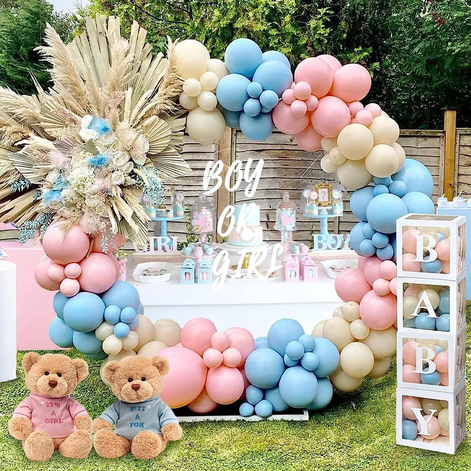 qifu-ballon-girlande-gender-reveal-rosa-blau-166-tlg-mit-baby-box image 1