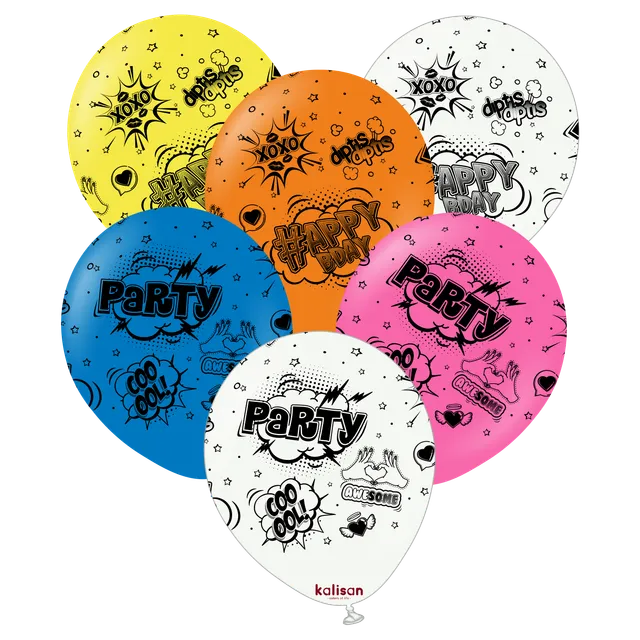 kalisan-party-theme-pop-art-happy-birthday-luftballons-25-st-ck-bunt image 1