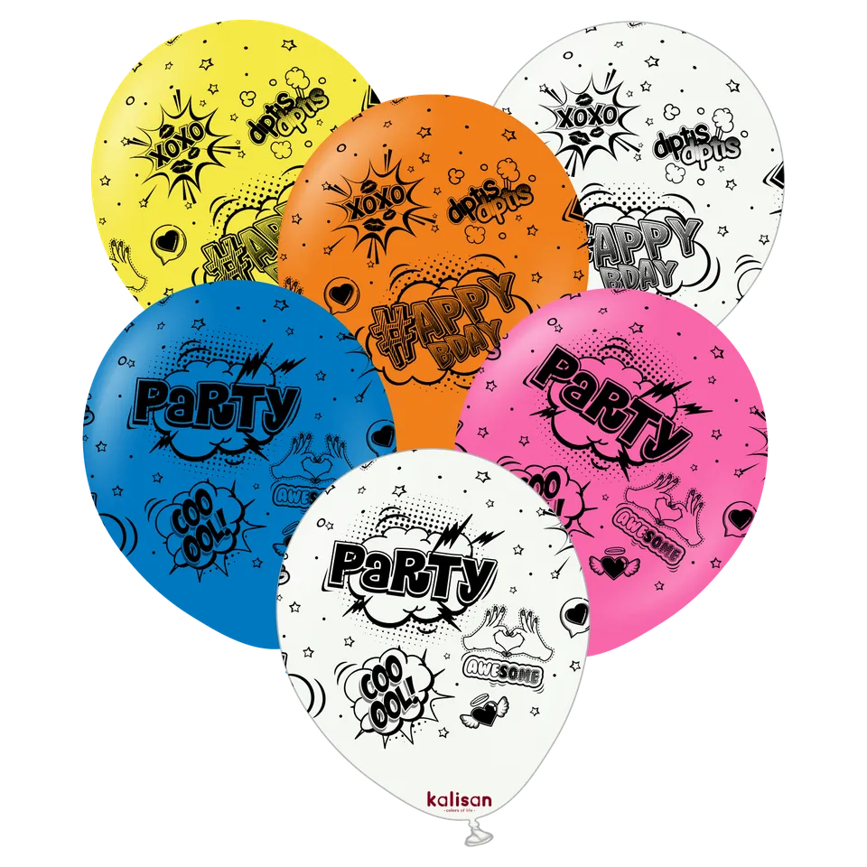 kalisan-party-theme-pop-art-happy-birthday-luftballons-25-st-ck-bunt image 1