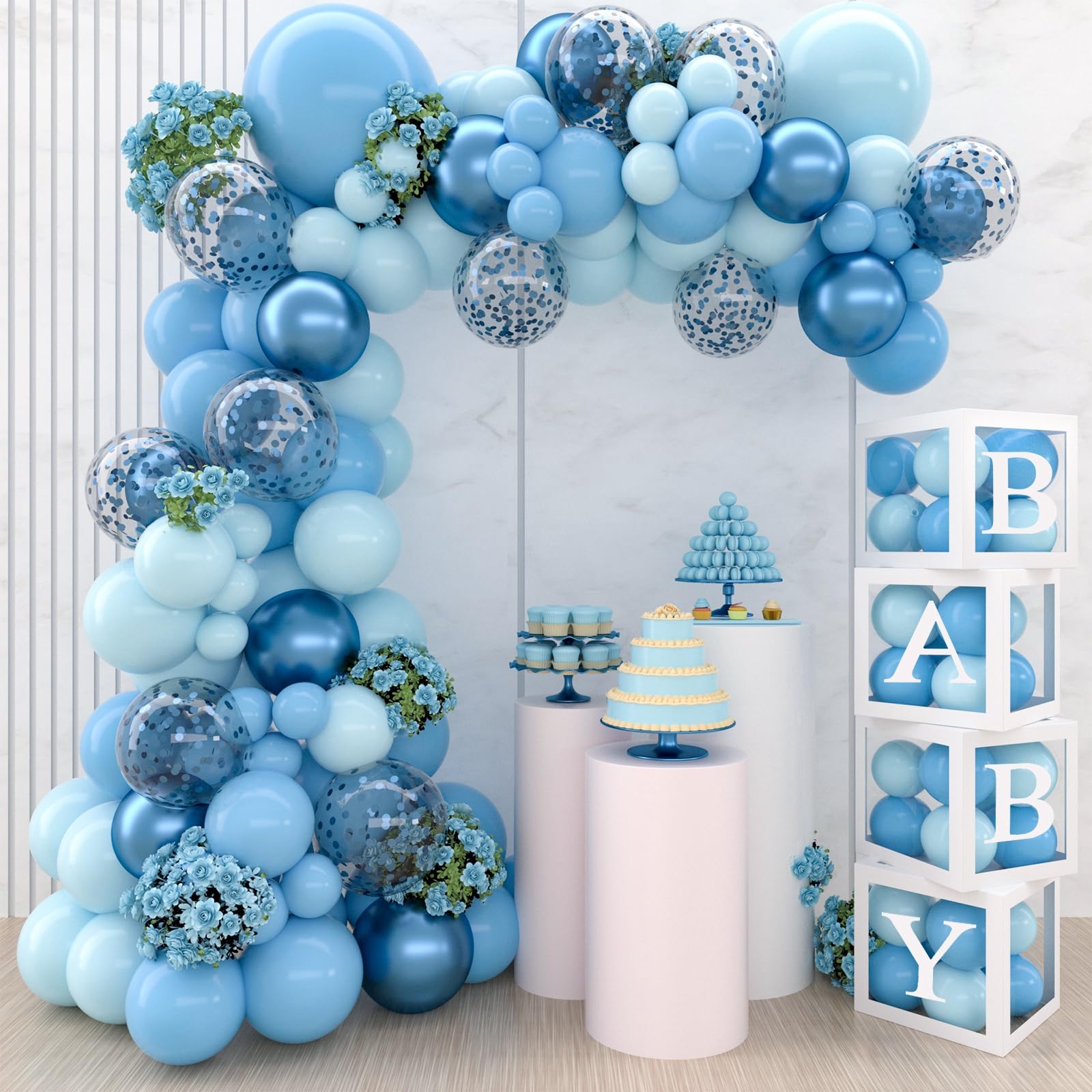 qifu-babyparty-deko-junge-blau-130-teile-box-und-ballons image 6